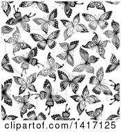 Poster, Art Print Of Seamless Background Pattern Of Butterflies