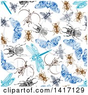 Poster, Art Print Of Seamless Background Pattern Of Tribal Bugs