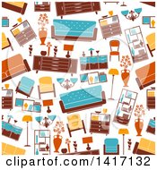 Clipart Of A Seamless Background Pattern Of Furniture Royalty Free Vector Illustration