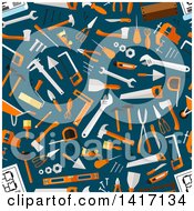 Poster, Art Print Of Seamless Background Pattern Of Tools