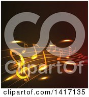 Poster, Art Print Of Background Of Glowing Golden Music Notes