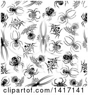 Poster, Art Print Of Seamless Background Pattern Of Spiders