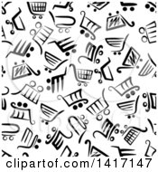 Clipart Of A Seamless Background Pattern Of Shopping Carts Royalty Free Vector Illustration