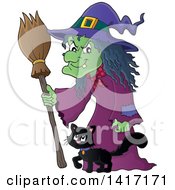 Poster, Art Print Of Halloween Witch And Her Cat