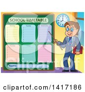 Male Teacher Presenting A School Timetable