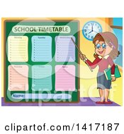 Poster, Art Print Of Female Teacher Presenting A School Timetable