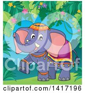Poster, Art Print Of Cute Indian Elephant Walking In A Jungle