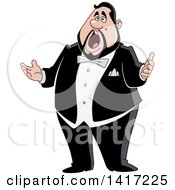 Clipart Of A Cartoon Chubby Male Opera Singer Royalty Free Vector Illustration