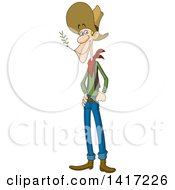 Poster, Art Print Of Cartoon Skinny White Male Ranger Chewing On Straw
