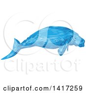 Poster, Art Print Of Sketched Blue Dugong