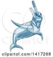 Clipart Of A Sketched Amazon River Dolphin Royalty Free Vector Illustration by patrimonio