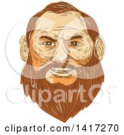 Poster, Art Print Of Sketched Man With A Big Beard