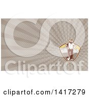 Clipart Of A Retro Prospector With A Shovel And Rays Background Or Business Card Design Royalty Free Illustration by patrimonio