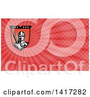 Clipart Of A Retro Knight Crusader With A Sword And Red Rays Background Or Business Card Design Royalty Free Illustration