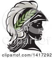 Poster, Art Print Of Profile Portrait Of The Roman Goddess Of Wisdom Minerva Or Menrva Wearing A Helmet And Laurel Crown