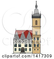 Clipart Of A Czech Landmark New Town Hall Royalty Free Vector Illustration