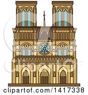 Clipart Of A Landmark Notre Dame Cathedral Royalty Free Vector Illustration