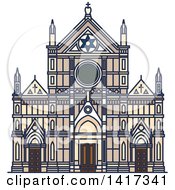 Clipart Of A Italian Landmark Basilica Of Santa Croce Royalty Free Vector Illustration