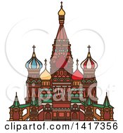 Poster, Art Print Of Russian Landmark Cathedral Of Vasily The Blessed