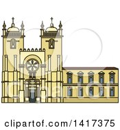 Clipart Of A Portuguese Landmark Porto Cathedral Royalty Free Vector Illustration