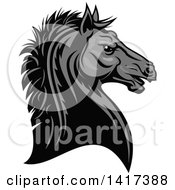 Clipart Of A Tough Gray Horse Head Royalty Free Vector Illustration