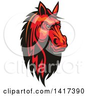 Clipart Of A Tough Red Horse Head Royalty Free Vector Illustration