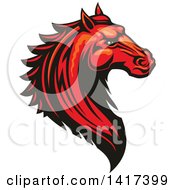 Clipart Of A Tough Red Horse Head Royalty Free Vector Illustration