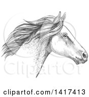 Poster, Art Print Of Sketched Gray Horse Head