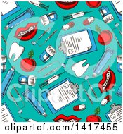 Clipart Of A Seamless Background Pattern Of Dental Items Royalty Free Vector Illustration