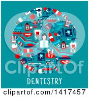 Poster, Art Print Of Circle Made Of Dental Icons With Text