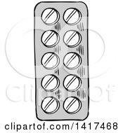 Clipart Of A Blister Pack Of Pills Royalty Free Vector Illustration