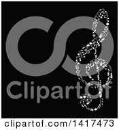 Poster, Art Print Of Clef Made Of White Music Notes On Black