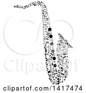 Poster, Art Print Of Black Saxophone Made Of Music Notes