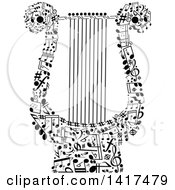 Poster, Art Print Of Black Lyre Made Of Music Notes
