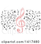 Poster, Art Print Of Red Clef And Music Notes