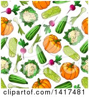 Poster, Art Print Of Seamless Background Pattern Of Vegetables