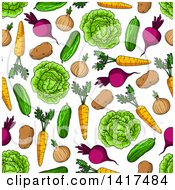 Poster, Art Print Of Seamless Background Pattern Of Vegetables