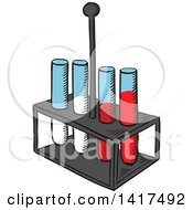 Clipart Of A Tray With Test Tubes Royalty Free Vector Illustration