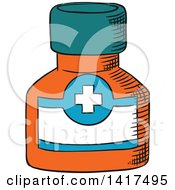 Clipart Of A Bottle Of Medicine Royalty Free Vector Illustration