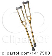Clipart Of A Pair Of Crutches Royalty Free Vector Illustration