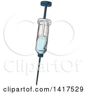 Clipart Of A Vaccine Syringe Royalty Free Vector Illustration