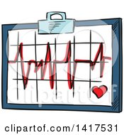 Clipart Of A Ekg Heart Graph Royalty Free Vector Illustration