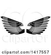 Clipart Of A Pair Of Black And White Feathered Wings Royalty Free Vector Illustration