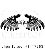 Clipart Of A Pair Of Black And White Feathered Wings Royalty Free Vector Illustration