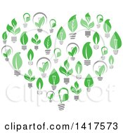 Clipart Of A Heart Formed Of Leafy Light Bulbs Royalty Free Vector Illustration