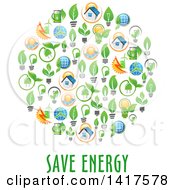 Poster, Art Print Of Circle Formed Of Green Energy Icons With Text