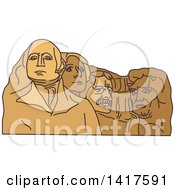 Clipart Of A Sketched American Landmark Mount Rushmore Royalty Free Vector Illustration