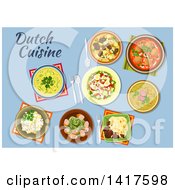 Clipart Of A Table With Dutch Cuisine And Text Royalty Free Vector Illustration