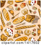Poster, Art Print Of Seamless Background Pattern Of Baked Food