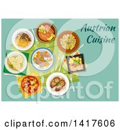 Clipart Of A Table With Austrian Cuisine And Text Royalty Free Vector Illustration